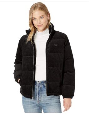 Levi's Black Corduroy Puffer Jacket - Stand Collar